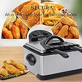 Secura 1700-Watt Stainless-Steel Triple Basket Electric Deep Fryer with Timer Free Extra Odor Filter, 4L/17-Cup,Silver