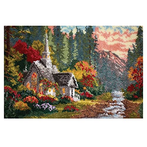 Large Size Latch Hook Rug Kits for Adults and Children 43.3 x 29.5 Inch DIY Needlework Crocheting Rug Kit with Color Preprinted Pattern