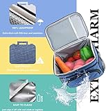 ExtraCharm Insulated Lunch Bag for Women/Men - Reusable Lunch Box for Office Picnic Hiking Beach - Leakproof Cooler Tote Bag Organizer with Adjustable Shoulder Strap for Adults-Black grey