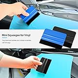 Gomake 20 Pack Vinyl Squeegee with 20PCS Squeegee Felt Fabric for Tint Film Decal Squeegee Application Tool Vinyl Wrap Installation Wallpaper Smooth Tool (Black and Blue, 20)