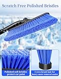 HEEYA 44 Inch Snow Brush for Car, Windshield Scraper for Ice and Snow, Extendable Snow Scraper and Brush with Foam Grip for Truck Vehicle Automobile - Blue