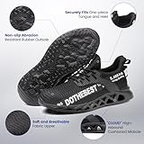 Furuian Steel Toe Sneakers for Men Women Lightweight Indestructible Work Shoes Puncture Proof Comfortable Slip On Safety Shoes Black Size M9/W10.5