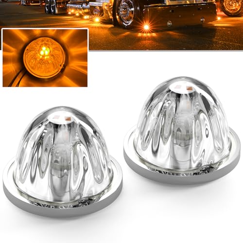 BJZ 2Pcs Amber Watermelon LED Lights w/LED Bulbs Watermelon-shaped Side Marker Clearance Tail Top Cap Roof Lights for 12V Trailer Truck Semi-trailer Heavy-duty Truck Bus Van Golf Cart