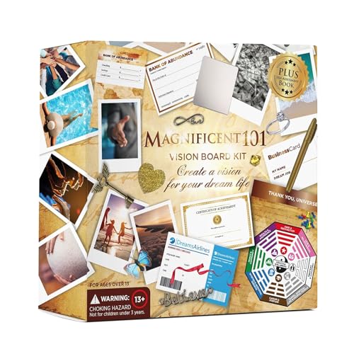 Magnificent 101 Feng Shui Vision Board Kit - 23 x 17 in Original Edition - Dream Board Supplies & Personal Transformation Cards - Gratitude Rock Gift for Women