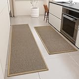 SUMLANS Kitchen Mat Set of 2 PCS, Cushioned Non Slip Rugs for Kitchen Floor, Absorbent Runner Comfort Standing Mats Washable for Kitchen, Office, Home,(Brown, 17.3"x47"+17.3"x71")