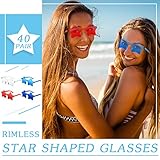 Cindeer 40 Pairs Rimless Star Shape Sunglasses Colorful Transparent Sunglasses Pentagram Glasses for Party(Assorted Colors)