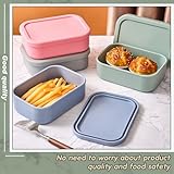 Layhit 4 Pcs Silicone Lunch Box 23.7 oz Silicone Bento Box with Lids Reusable Food Storage Containers Set Airtight, Dishwasher and Freezer Safe, 4 Colors