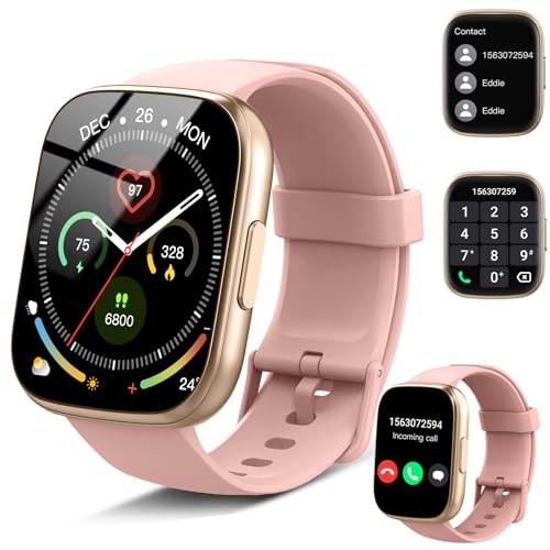 Smart Watch for Women, 1.95" HD Touchscreen Fitness Tracker with Bluetooth Calling, Fitness Watch with 110+ Sports Modes/Heart Rate/Sleep Monitor, IP68 Waterproof Smartwatch for Android iOS, Pink