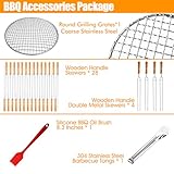 GXONE Stainless Steel Smokeless Barbecue Surround Charcoal Grill, Portable kebabs Charcoal Grill with Grilling Accessories Set, Diameter 15.4 inch/28 Kabob Skewer