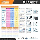 Kuject 1200PCS Heat Shrink Wire Connectors, Multipurpose Waterproof Electrical Wire Terminals kit, Insulated Crimp Ring Fork Spade Terminal Solder Butt Splice Connectors for Marine Boat Truck