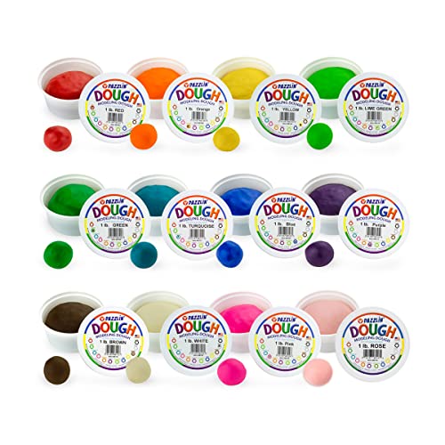 Hygloss Play Modeling Dough - 12lb. Dough Unscented - Safe & Non-Toxic for Kids Arts & Crafts - Party Favors - Classroom Supplies, 12 Assorted Colors