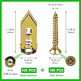 200 PCS Zinc Plated Steel Self-Drilling Anchors，Self Drilling Drywall Anchors Easy Application No Drill or Holes in Wall (100 PCS Steel Anchors 0.47X1.18inch and 100 PCS zinc Screw)