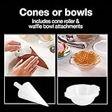 Proctor Silex Waffle Cone and Ice Cream Bowl Maker with Browning Control, Shaper Roller and Cup Press, 7.5” Nonstick Plates, White (26410)