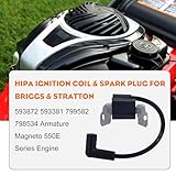 Hipa 593872 Ignition Coil for Briggs Straton 593381 799582 798534 Armature Magneto 08P502 09P602 09P702 450E 550E Series Engine Craftsman Lawn Mower