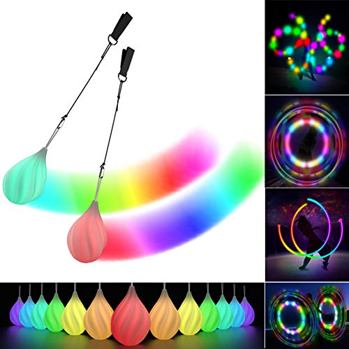 LED Poi Balls Set for Children and Adults - Luminous Premium Toy for Beginners & Professionals | LED Pois Kids Juggling | Juggling Set & Light Painting Accessories | Fire Poi Balls & Luminous Balls