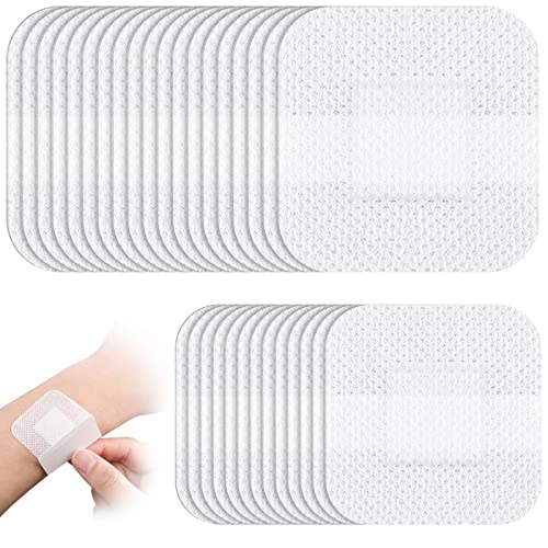 60 Pcs Bordered Gauze Adhesive Island Dressing Wound Dressing Waterproof Gauze with Pad Breathable Bandage Individually Packed Pouches Tapes for Blister Wound Care (1.7 x 1.7 Inch)