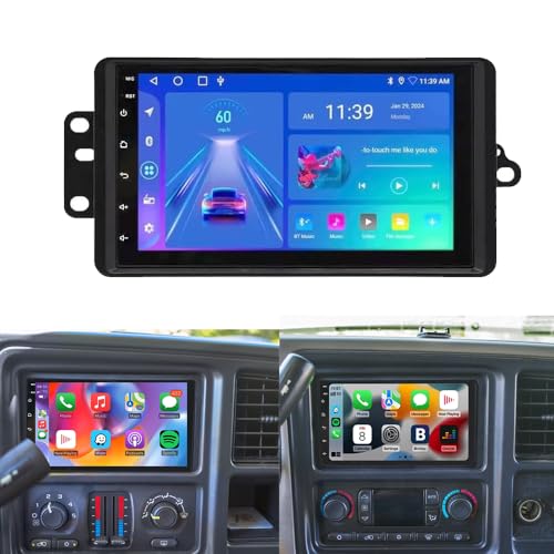 7''Android 13.0 Car Stereo for 2003 2004 2005 2006 Chevrolet Chevy Silverado Impala Tahoe GMC Sierra Yukon with Wireless & Wired Carplay,Touch Double Din Built-in GPS WiFi DSP Camera MIC(2+32G)
