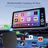 4 in 1 Wireless CarPlay Adapter Support Netflix/YouTube/TikTok/TF Card, Android Auto Wireless Adapter Car Play Dongle, Convert Wried to Wireless CarPlay for Cars with Factory Wired CarPlay (Black)