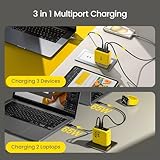 AOHI Youth 140W GaN+ USB C Charger 100W Laptop Fast Charger PD3.1 PPS 3-Port USB C Wall Charger Power Adapter for MacBook Pro 16'', Dell XPS, iPhone 16/15 Pro Max, iPad Pro, Tablet, Chromebook, Yellow