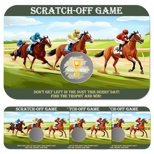 VAVINCI Horse Race Scratch Off Games, Kentucky Horse Derby Ice Breaker Cards for Horse Racing Lover Party, 50 Sets with Stickers