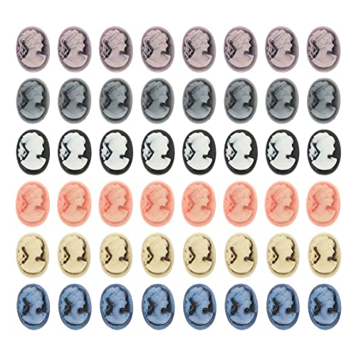 COHEALI Jewelry Making Charms 48Pcs Resin Lady Head Cameo Flat Back Cabochons Vintage Undrilled Cameo Beads Charms Scrapbooking Embellishments for DIY Craft Phone Case Brooch Pin Jewelry Making
