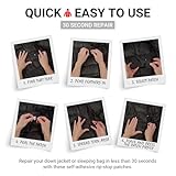 Pro-Fix Down Jacket Repair Patches Easy to Use, Pre-Cut, Self-Adhesive, Waterproof, Tear-Resistant Rip-Stop Nylon Fabric Patches for Jackets & Patches for Clothing, Down Jacket Patches - Black