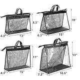 Peohud 12 Pack Dust Bags for Handbags, Clear Handbag Storage Organizer for Closet, Purse Protector Storage Bag with Zipper and Handle, Hanging Dust Cover Bag for Handbags