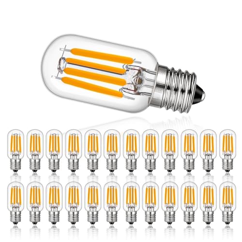 USMJ T20 Mini Tubular Night Bulb E14 220V E12 110V 2W Dimmable 2200K Replaceable Retro LED Filament Bulb for Pendant Wall Light Decor(25 PCS_YES_2 WATTS)