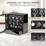 DUKWIN Watch Winder for 8 Automatic Watches,Lockable Watch Winders with Watch Holder and Jewelry Storage, Super Quiet Mabuchi Motor with High-Gloss Piano Lacquer Finish,Built-in Illumination-Black