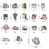 Nicime 18Pcs Cute Cat Patches for Clothing, Iron on/Sew on Cat Applique, Iron Patches for Dresses Jeans Hats Shoes Shirts Jackets Backpacks