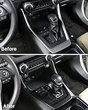 YAKANEY for RAV4 2019-2025 Gear Shift Protective Panel, Cup Holder Trims, Gear Shift Knob Cover Interior Center Console Anti-Scratching Protector for Toyota RAV 4- Sporty Carbon Fiber