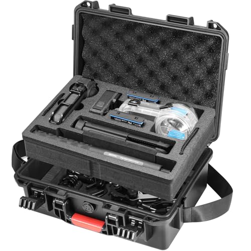 AMAZEAR Hard Case for Insta360 X5 Camera and Accessories, Waterproof Protective Hardshell Carrying Case Customized for Insta 360 X4/X5 Bundle Combo Full Kits with Shoulder Strap, Dual Layers, Black
