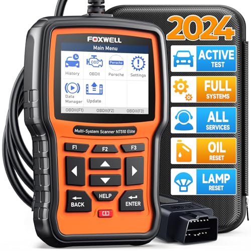 FOXWELL NT510 fit for Porsche OBD2 Scanner Diagnostic Tool Full System ABS SRS Engine Code Reader with Bi-Directional Control All Service Reset Oil EPB SAS ESP Crankshaft Relearn Battery Registration