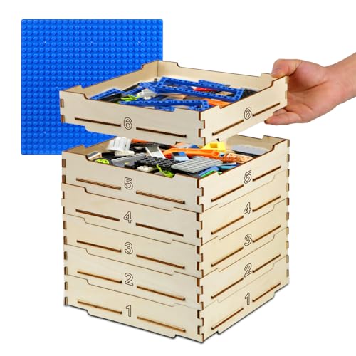 6 Tray Sorter Sifter box used for Lego, Storage Sorter Brick Box for Lego Blocks, Gift for Lego Lover, Gift for Teens and Adults, 5 Different Size Sorter Perfect for Lego Blocks