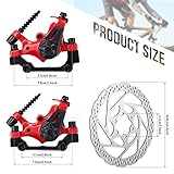 TOBWOLF 1 Pair Mechanical Disc Brake Kit, MTB Front & Rear Disc Brake Caliper with 160mm Rotor, Dual Piston Mechanical Disc Brake Set, Bicycle Accessories for Mountain Bike, Road Bike, BMX - Red