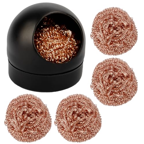 Kaisiking Soldering Iron Tip Cleaner Solder Tip Cleaner - 5pcs Solder Tip Cleaning Wire Ball & Base Holder for Cleaning Soldering Irons and Tips