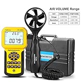 Kethvoz HVAC Anemometer CFM Wind Speed Meter, Digital Airflow Tester Measure Air Velocity Volume Temperature for AC System, Industrial Anemometro with Backlight MAX MIN AVG Data Storage 846A