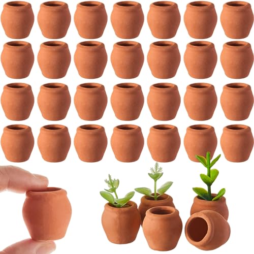 RimCereal 40 Pcs 0.9 x 0.75 Inch Small Mini Clay Pots Terracotta Clay Small Flower Doll House Flower Pot for Crafts DIY Garden Plants and Office Desktop Windowsill Decoration