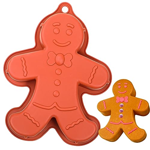 Webake Gingerbread Man Mold 10 Inch Large Gingerbread Silicone Cake Pan for Christmas Baking Cake, Cookie