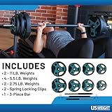 US Weight 54 LB Perfect Barbell Weight Set for Home Gym with 55” padded Bar, Adjustable Weights for Exercise, Lifting and to Build Muscle