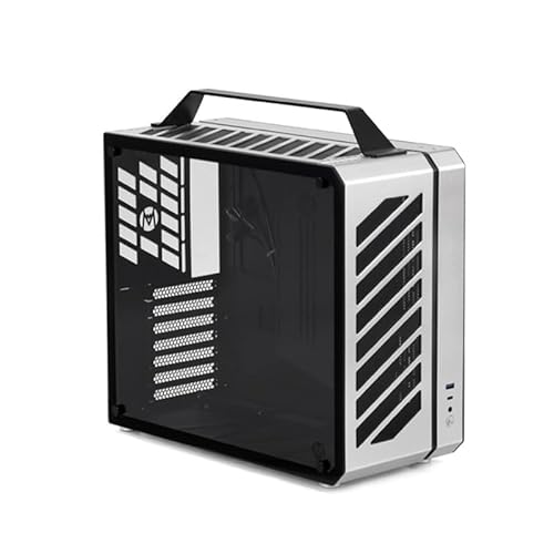 Mechanic Master C34Plus Portable Desktop ATX Case with Aluminum Handle - 5-Slot Mode Switchable, 240mm AIO Compatibility (RAM Height 44mm), Fits Extra-Long GPUs (Moonlight Silver)