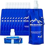 ETG Best Collapsible Water Bottle BPA Free (10-Pack) Gym, Sports, Teams, Hiking, Camping, Biking, Outdoors, Beach, Traveling, Yoga & More, Lightweight, Foldable, Reusable, 16.9oz Hydration-On-The-Go