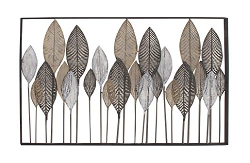 Deco 79 Metal Leaf Home Wall Decor Tall Cut-Out Wall Sculpture with Intricate Laser Cut Designs, Wall Art 59" x 1" x 37", Bronze