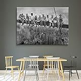 Lunch Atop Skyscraper - Premium Design Painting Picture Canvas Wall Art Home Decor. Ready to Hang. Made in USA (45in x 30in Gallery Wrapped, Black/White Lunch ATOP of A Skyscraper)