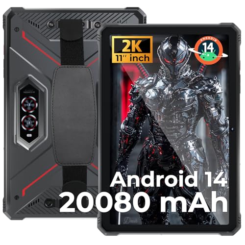 HOTWAV R9 Pro 2025 Rugged Tablet Android 14-2K 11 Inch 20080mAh Waterproof Tablet, 20GB+256GB/2TB SD Outdoor Tablets, 64MP+16MP Camera IP68&IP69K/Dual SIM 4G/WiFi 5/Face ID, GPS/OTG/Camping Lanten