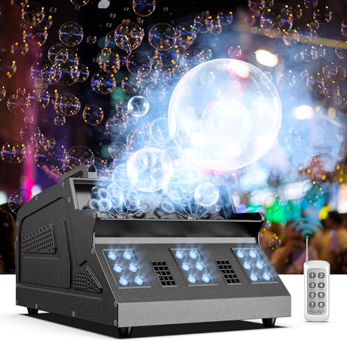 2000W Fog Machine, 3 in 1 Fog Bubble Machine with 2 Bubble Fans, 7 CH RGB 18 LED Lights Smoke Bubble ALL IN 1 Machine, Fog Machine for Party, Wedding, Festival, Birthday