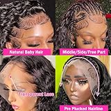 Tyiu 30 Inch Deep Wave Lace Front Wigs Human Hair Wigs for Women 250 Density 13x6 Lace Frontal Wigs Human Hair Deep Curly HD Lace Front Wigs Human Hair Pre Plucked with Baby Hair