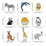 Woohome 37 PCS Mixed Animal Iron On Patches Dog Cat Zebra Elephant Lion Penguin Sew On Patches DIY Decoration or Repair, Embroidered Appliques for Clothing Backpacks Jeans T-Shirt Caps Shoes