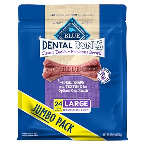 Blue Buffalo Dental Bones Large Natural Dental Chew Dog Treats Bag Jumbo Pack