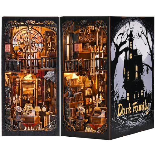 ETKVR Book Nook Kit, Book Nook Kits for Adults DIY Booknook Model Build, DIY 3D Wooden Puzzle Bookend Booknook Bookshelf Insert Miniature Dollhouse Kit for Home Decoration